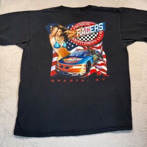 Vintage 90s All Sport Racers Premier Gentlemen's Club Tee XL Black Made in USA